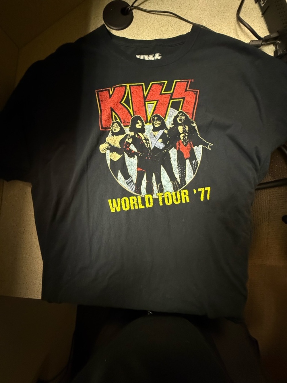 Kiss Black Kids Short Sleeve Tee with Red and Yellow Graphic